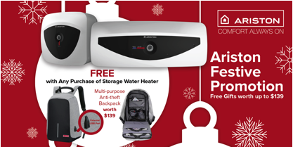 Ariston Singapore Purchase & Receive FREE Gifts Festive Promotion 15 Dec 2017 – 11 Feb 2018