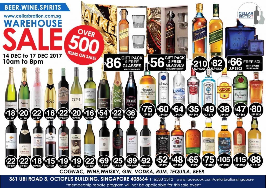 Cellarbration Singapore Warehouse Sales Promotion from 14-17 Dec 2017 | Why Not Deals