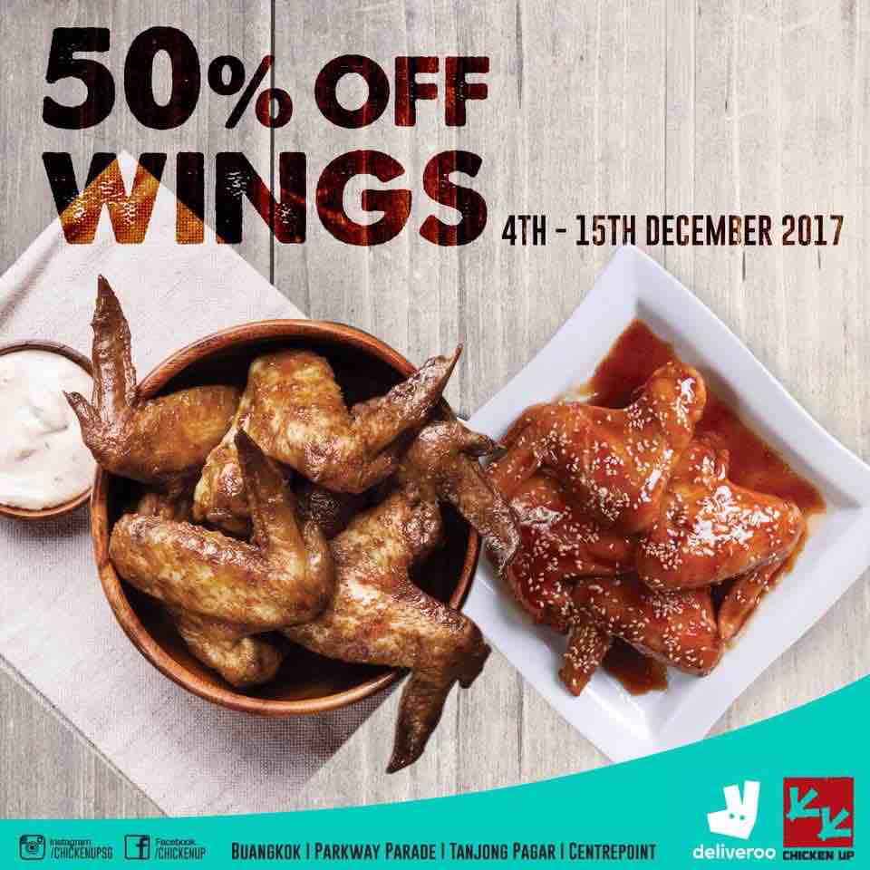 Chicken Up Singapore Deliveroo 12 Days of Christmas 50% Off Wings Promotion 4-15 Dec 2017 | Why Not Deals
