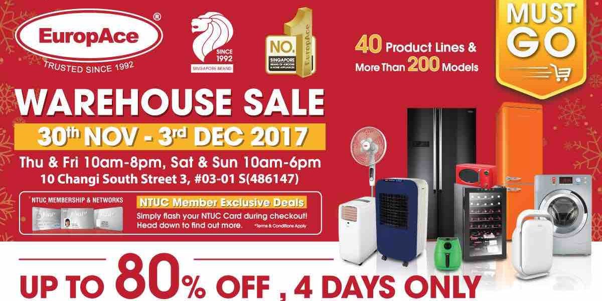 EuropAce Singapore Warehouse Sale Up to 80% Off Promotion 30 Nov – 3 Dec 2017