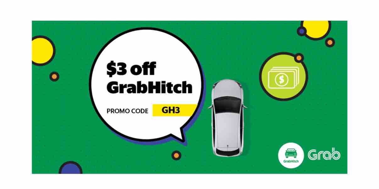Grab Singapore $3 Off GrabHitch Rides GH3 Promo Code 4-10 Dec 2017