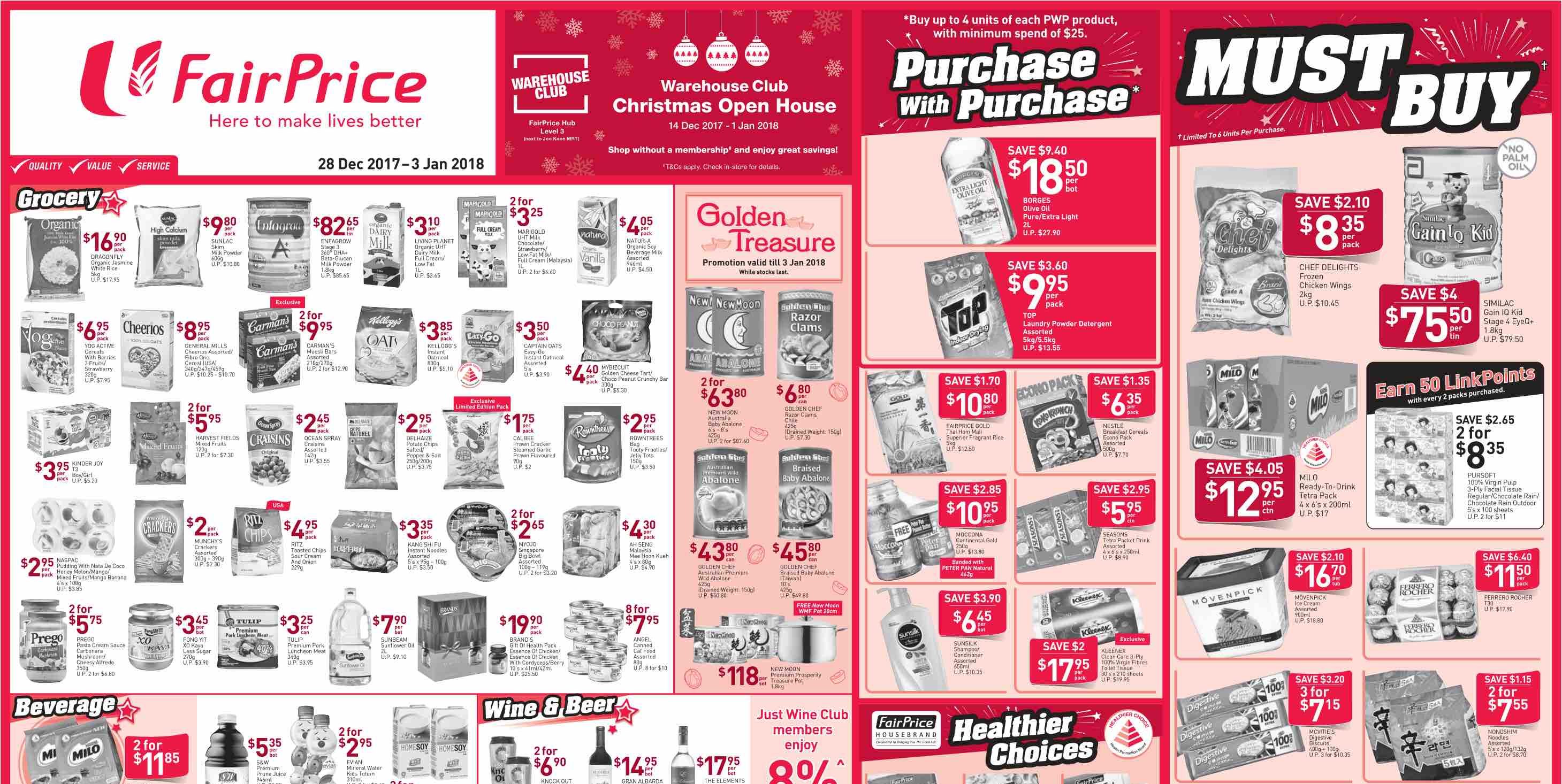 NTUC FairPrice Singapore Your Weekly Saver Promotions 28 Dec 2017 – 3 Jan 2018