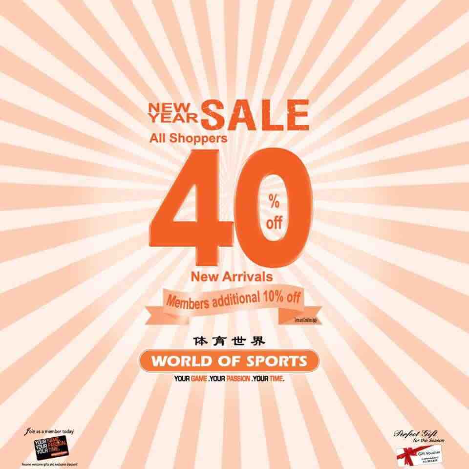 World of Sports Singapore New Sale Sale 40% Off Promotion ends 1 Jan 2018 | Why Not Deals