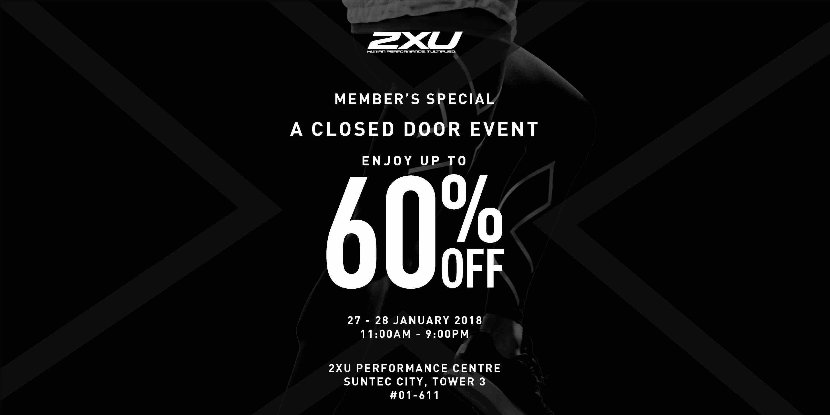 2XU Singapore Members’ Special Closed Door Event 60% Off Promotion 27-28 Jan 2018