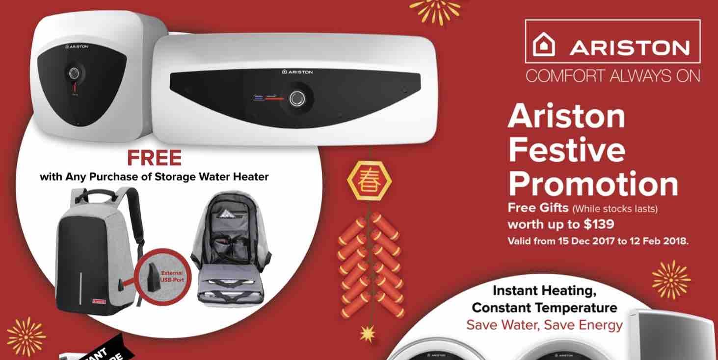 Ariston Singapore FREE Gifts worth up to $139 Festive Promotion ends 12 Feb 2018