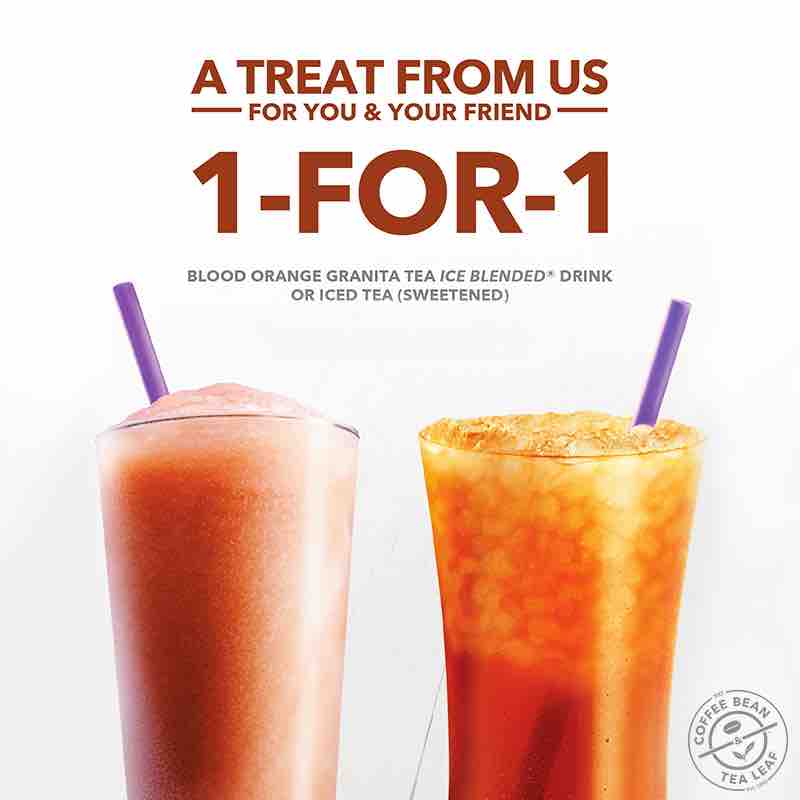 Coffee Bean 1-for-1 on Granita Tea Ice Blended or Sweetened Iced Teas 2-3 Jan 2018 | Why Not Deals