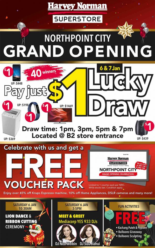 Harvey Norman Singapore Northpoint City Superstore Grand Opening 6-7 Jan 2018 | Why Not Deals