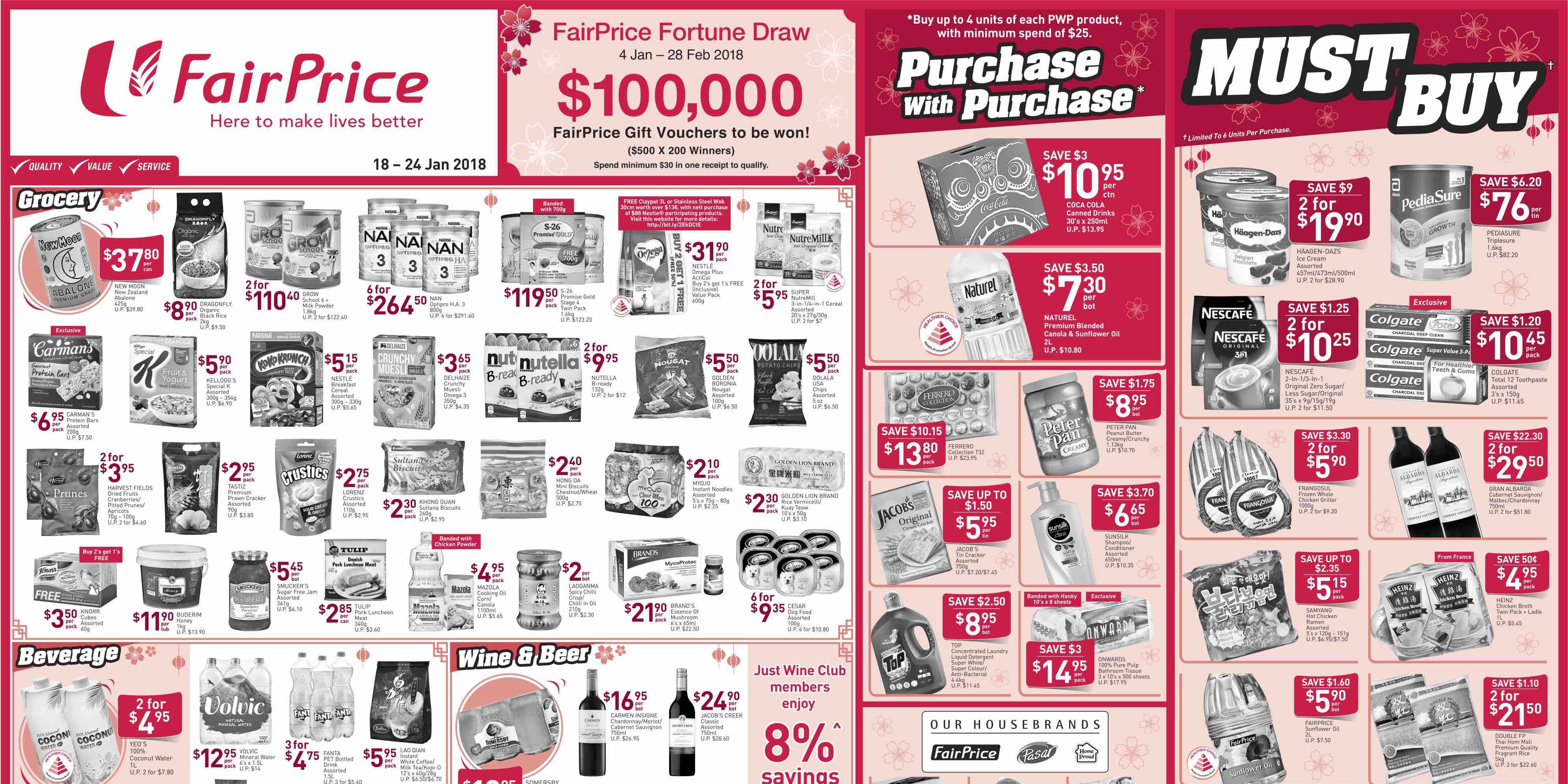 NTUC FairPrice Singapore Your Weekly Saver Promotion 18 -24 Jan 2018