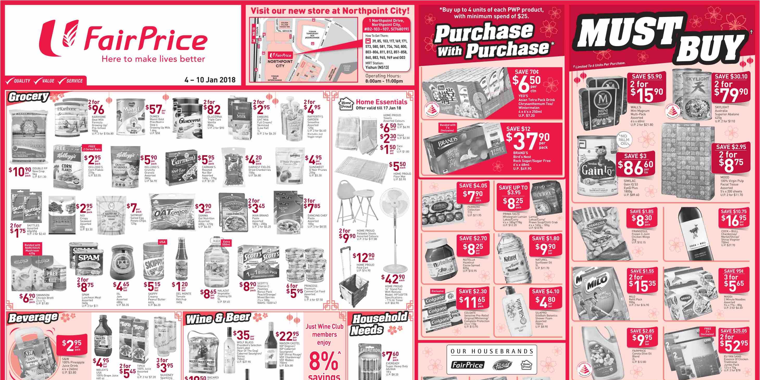 NTUC FairPrice Singapore Your Weekly Savers Promotions 4-10 Jan 2018