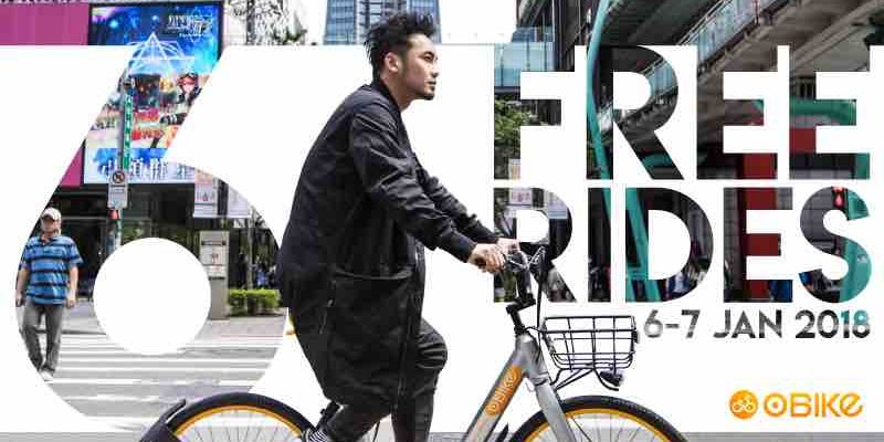 oBike Singapore FREE Rides This Weekend Promotion 6-7 Jan 2018