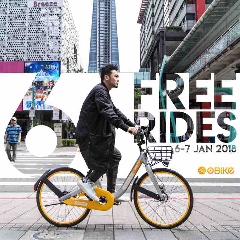 oBike Singapore FREE Rides This Weekend Promotion 6-7 Jan 2018 | Why Not Deals