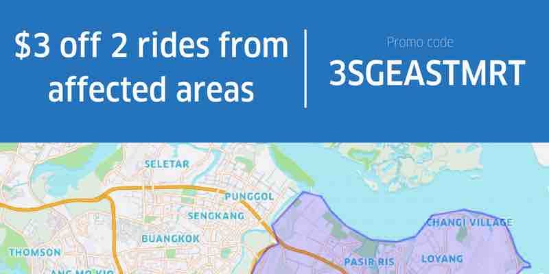Uber Singapore Rides from 10 Affected East-West Line gets $3 Off with 3SGEASTMRT
