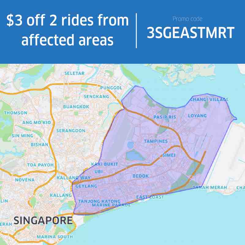 Uber Singapore Rides from 10 Affected East-West Line gets $3 Off with 3SGEASTMRT | Why Not Deals