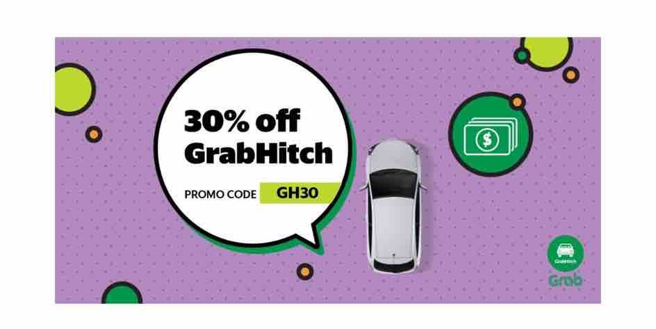 Grab Singapore 30% Off GrabHitch Rides with GH30 Promo Code 5-9 Feb 2018
