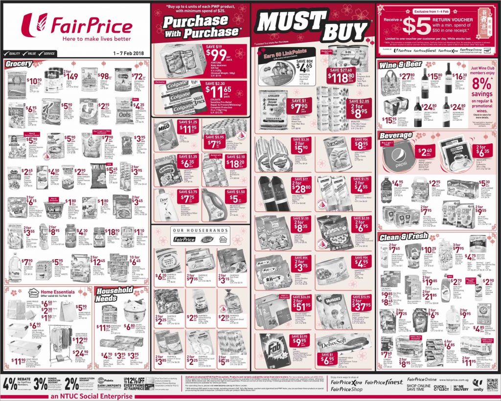 NTUC FairPrice Singapore Your Weekly Saver Promotion 1-7 Feb 2018 | Why Not Deals