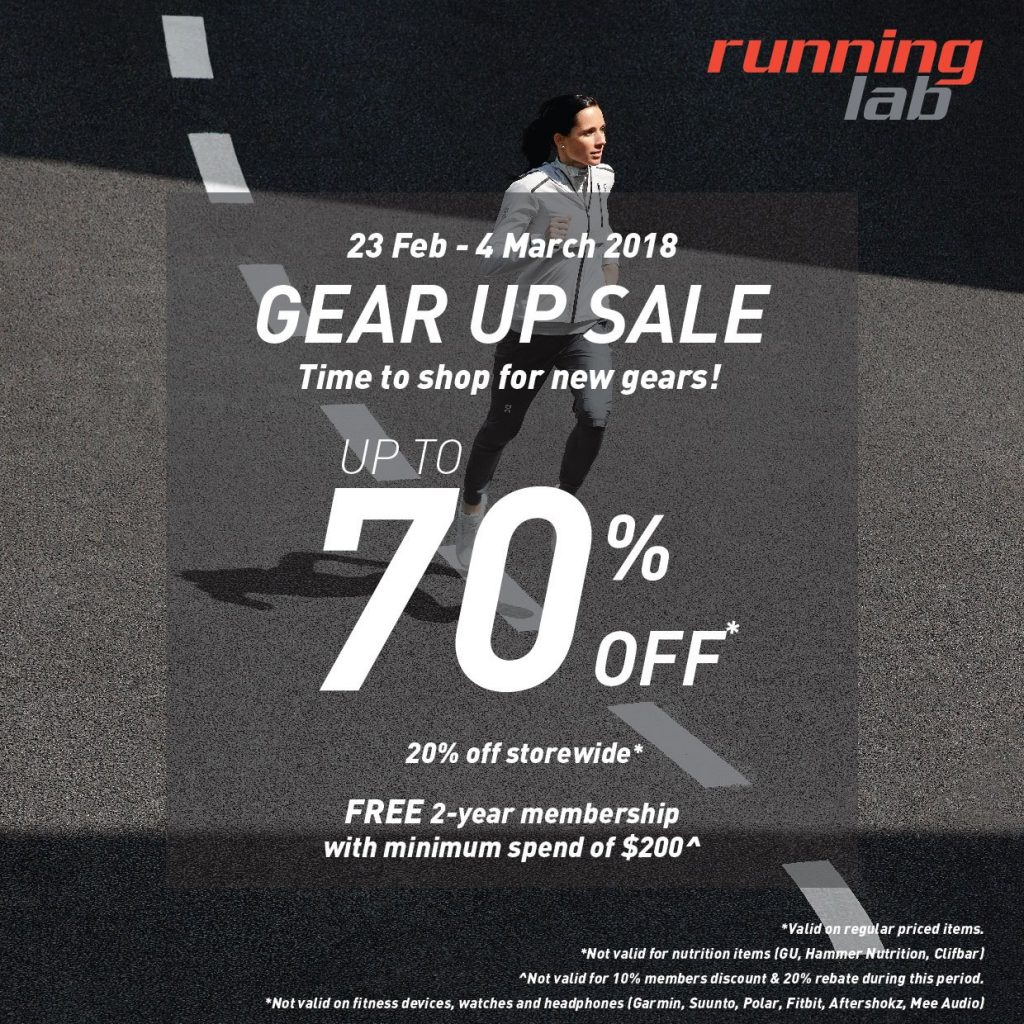 Running Lab Singapore Gear Up Sale Up to 70% Off Promotion 23 Feb - 4 Mar 2018 | Why Not Deals