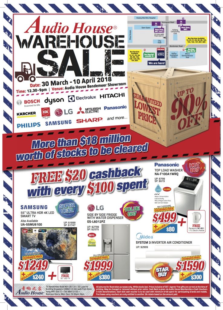Audio House Singapore Warehouse Sale Up to 90% Off Promotion 30 Mar - 10 Apr 2018 | Why Not Deals 5