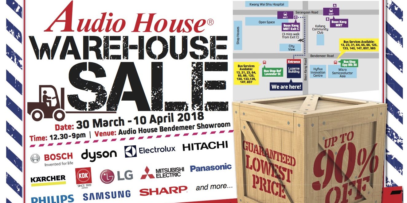 Audio House Singapore Warehouse Sale Up to 90% Off Promotion 30 Mar – 10 Apr 2018