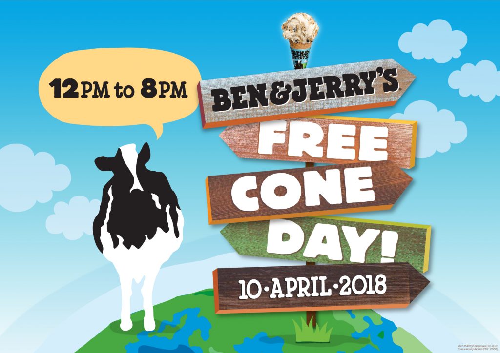 Ben & Jerry Singapore 40th FREE Cone Day is happening 12pm-8pm 10 April 2018 | Why Not Deals 1