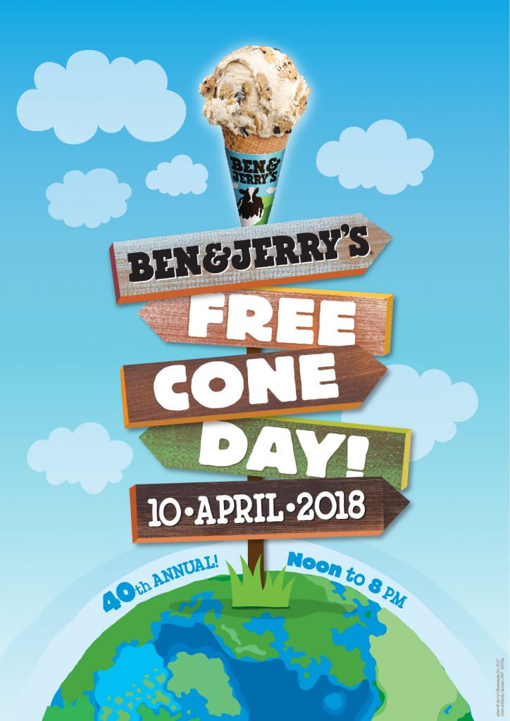 Ben & Jerry Singapore 40th FREE Cone Day is happening 12pm-8pm 10 April 2018 | Why Not Deals 2