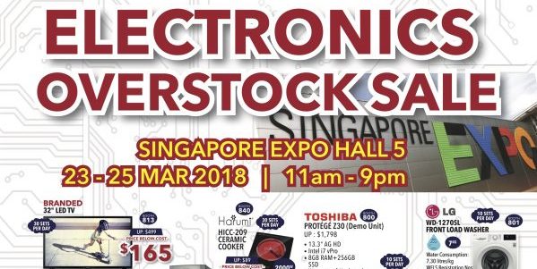 Electronics Overstock Sale at Singapore Expo Up to 90% Off Promotion 23-25 Mar 2018