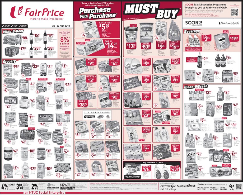 NTUC FairPrice Singapore Your Weekly Saver Promotion 22-28 Mar 2018 | Why Not Deals