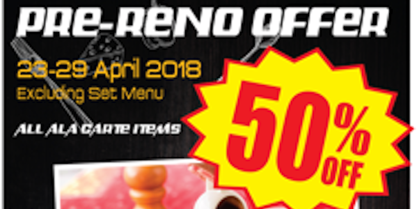 Burg Kitchen Singapore Pre Reno 50% Off Promotion 23-29 Apr 2018