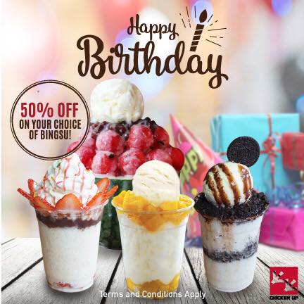 Chicken Up Singapore Birthday Extra Special 50% Off your Choice of Bingsu Promotion | Why Not Deals