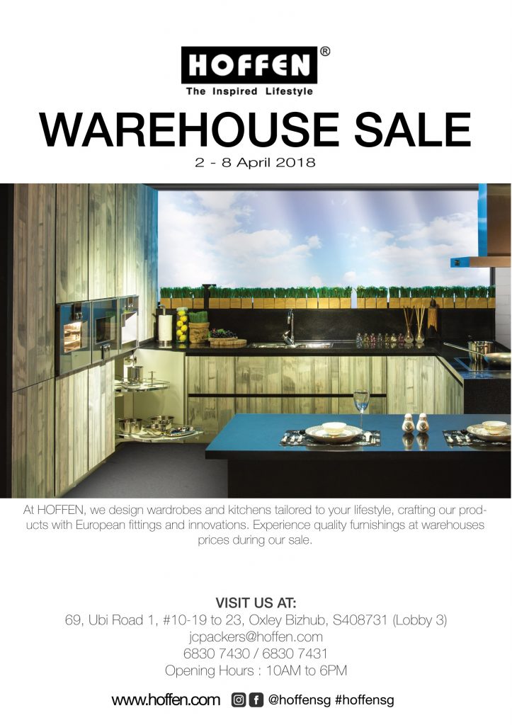 Hoffen Singapore Warehouse Sale Up to 30% Off Promotion 2-8 Apr 2018 | Why Not Deals
