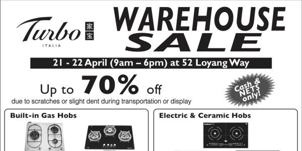 Turbo Singapore Warehouse Sale Up to 70% Off Promotion 21-22 Apr 2018