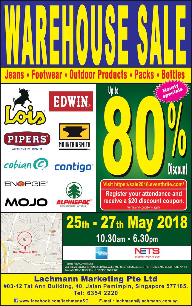 Lachmann Singapore Warehouse Sale Up to 80% Off Promotion 25-27 May 2018 | Why Not Deals