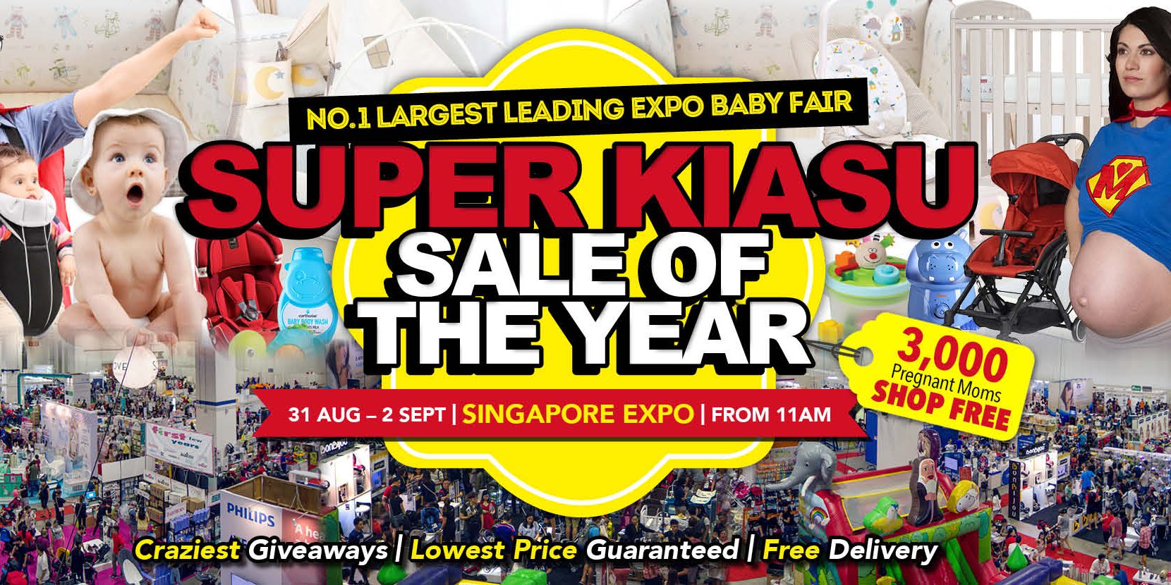 SuperMom Singapore No. 1 Largest Leading Baby Fair Up to 90% Off Promotion 31 Aug – 2 Sep 2018
