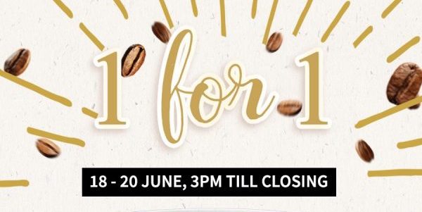 Jewel Coffee Singapore 1-for-1 Drinks is back from 18-20 Jun 2018