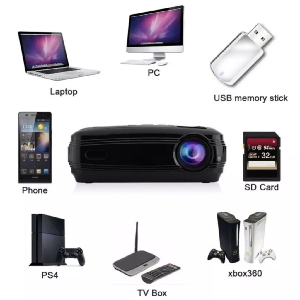 Justgogo Portable Projector , Home/ Office HD LED USB VGA 1080P HDMI Projector Black US Plug | Why Not Deals