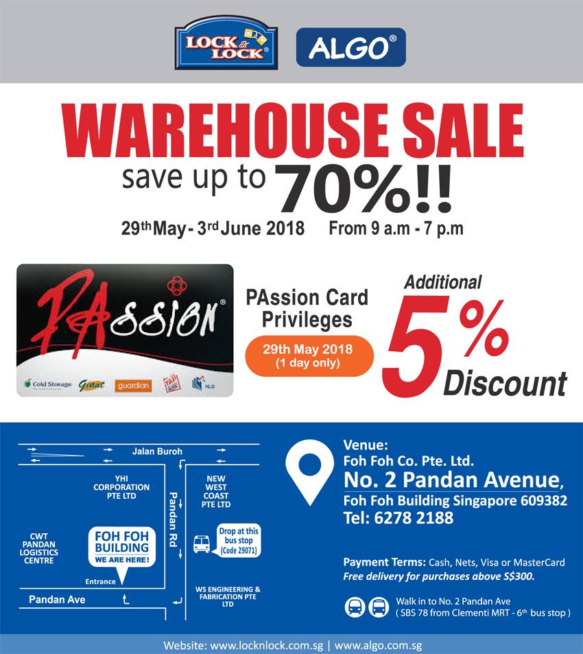 LOCK & LOCK Singapore Warehouse Sales Up to 70% Off Promotion 29 May - 3 Jun 2018 | Why Not Deals