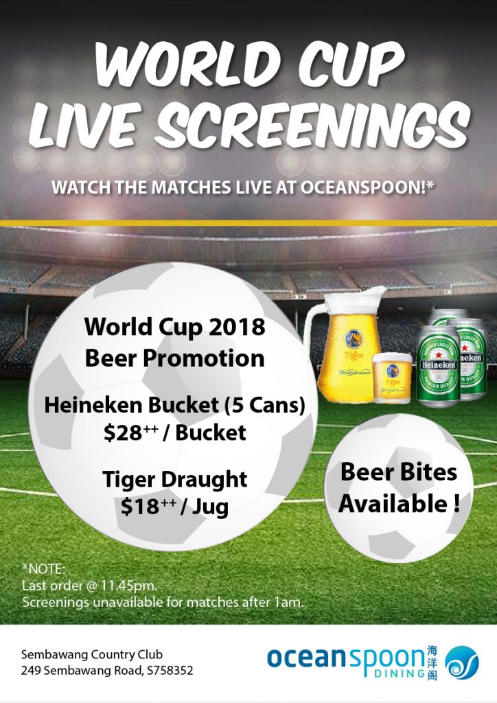 Ocean Spoon Dining Singapore FIFA World Cup 2018 Live Match Screenings with Promotions | Why Not Deals