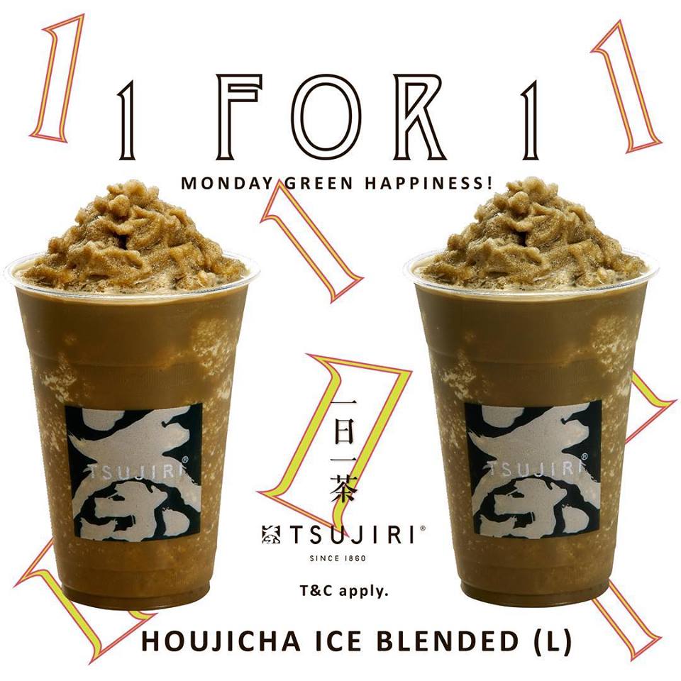 TSUJIRI Singapore 1-for-1 Large Houjicha Ice Blended Promotion on 18 Jun 2018 | Why Not Deals
