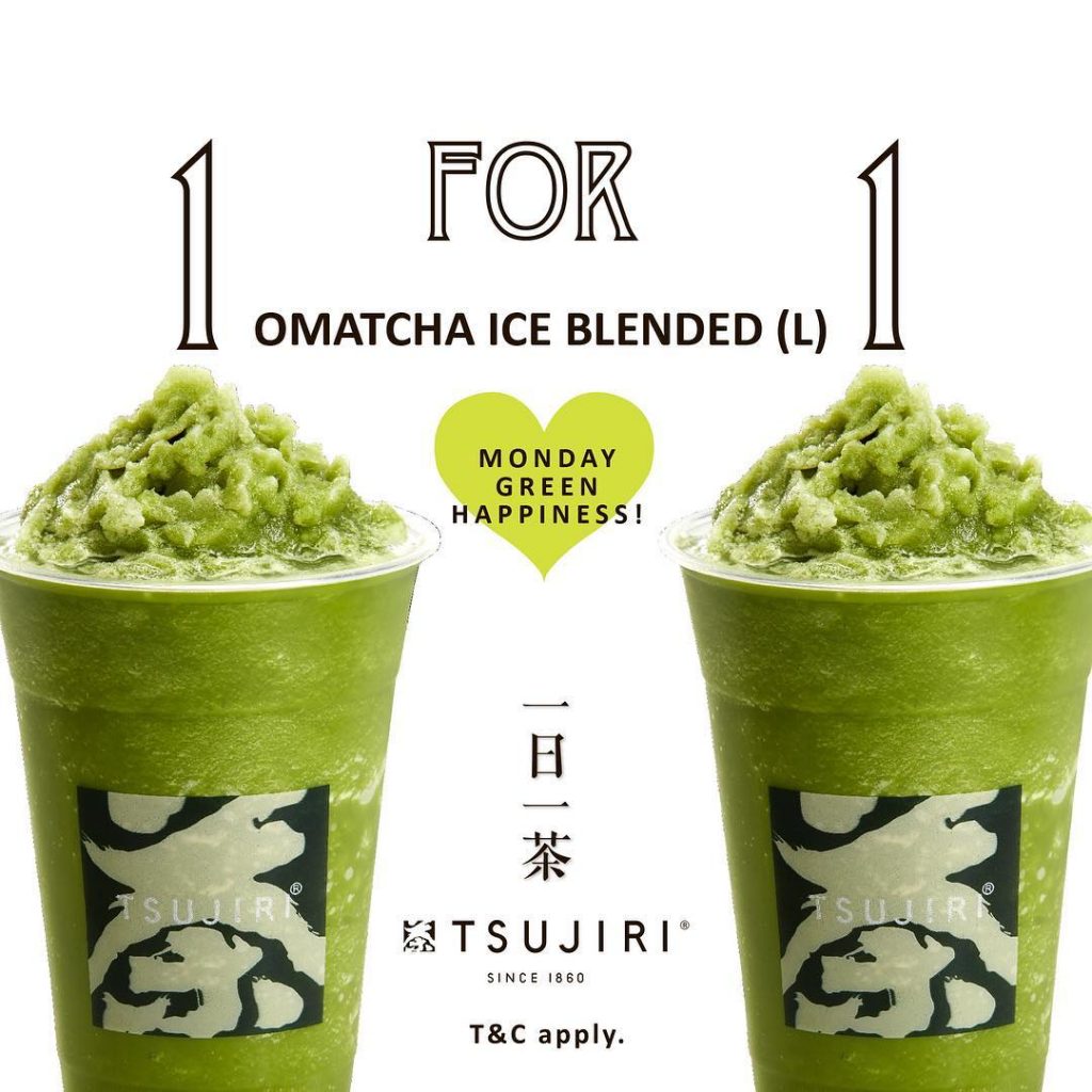 TSUJIRI Singapore 1-for-1 Large Matcha Ice Blended on 25 Jun 2018 | Why Not Deals