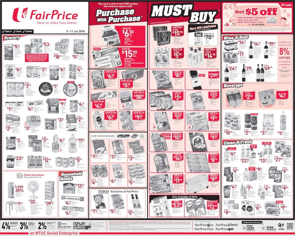 NTUC FairPrice Singapore Your Weekly Saver Promotion 5-11 Jul 2018 | Why Not Deals