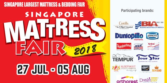 Singapore’s Largest Mattress & Bedding Fair Up to 85% Off Promotion 27 Jul – 5 Aug 2018