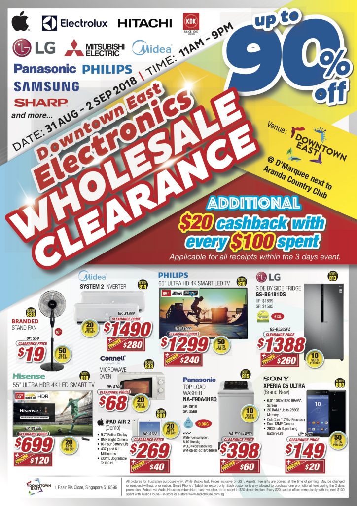 Downtown East Electronics Wholesale Clearance Up to 90% Off Promotion 31 Aug - 2 Sep 2018 | Why Not Deals