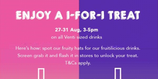 Starbucks Singapore 1-for-1 Venti-sized Beverages Promotion 27-31 Aug 2018