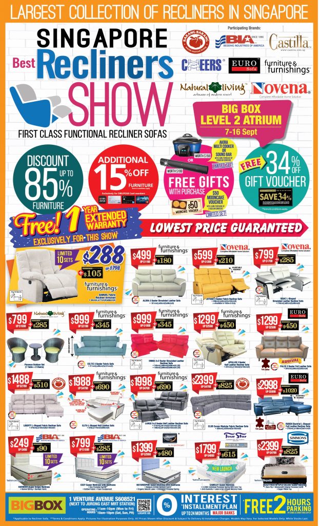 BigBox Singapore Best Recliners Show Up to 85% Off Promotion 7-16 Sep 2018 | Why Not Deals 3