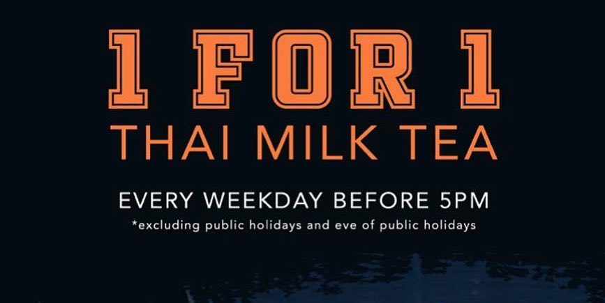 Soi 55 Singapore 1-for-1 Thai Milk Teas every Weekday before 5pm ends 31 Oct 2018