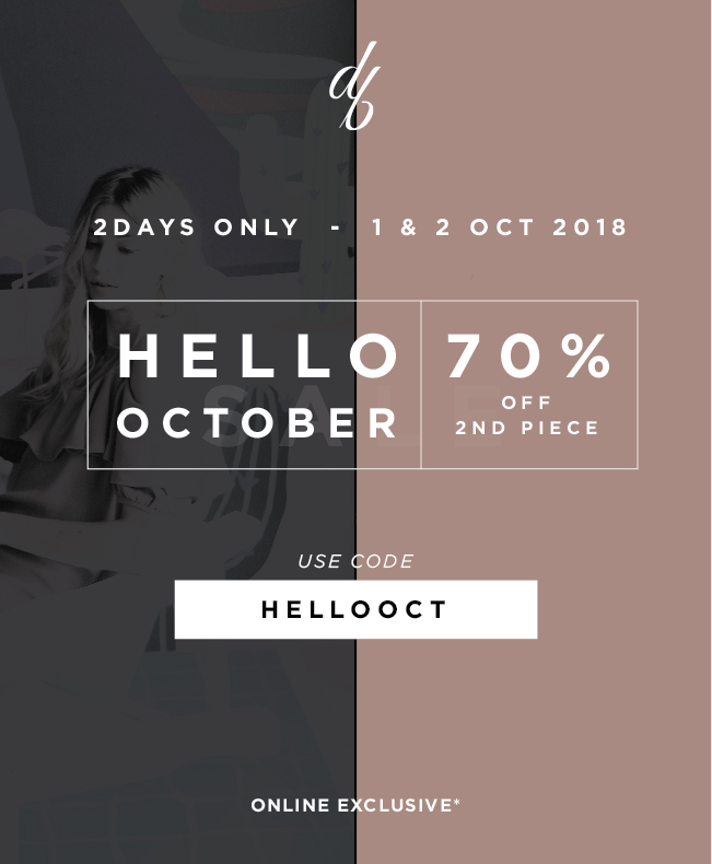 Dressabelle Singapore Hello October 70% Off 2nd Piece Promotion 1-2 Oct 2018 | Why Not Deals