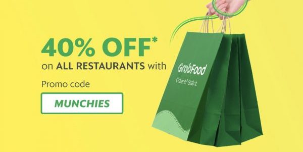 GrabFood Singapore Get 40% Off with Promo Code MUNCHIES 29 Oct – 4 Nov 2018