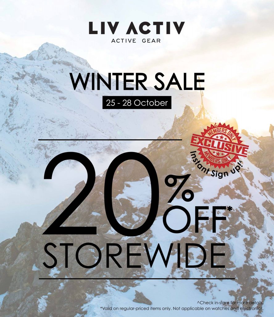 LIV ACTIV Singapore Winter Sale Up to 20% Off Promotion 25-28 Oct 2018 | Why Not Deals