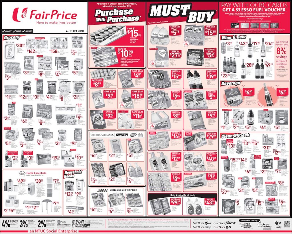 NTUC FairPrice Singapore Your Weekly Saver Promotion 4-10 Oct 2018 | Why Not Deals