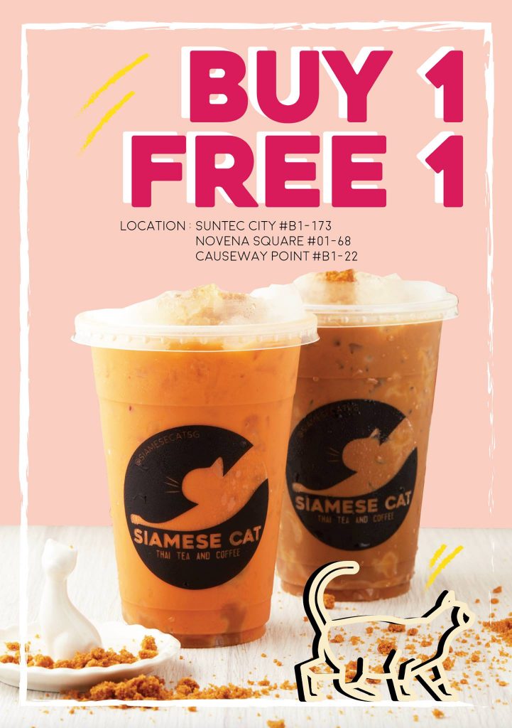Siamese Cat Cafe Singapore Buy 1 Get 1 FREE Promotion 3-6pm on 16 Oct 2018 | Why Not Deals