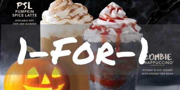 Starbucks Singapore 1-for-1 All Venti Handcrafted Drinks Halloween Promotion ends 25 Oct 2018